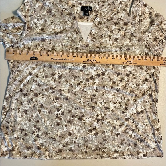 Erika Brown and White 3/4 Sleeve 1X Tunic GUC - Picture 3 of 8